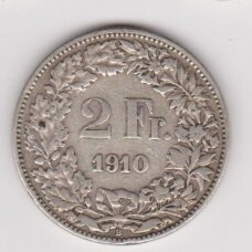 ŠVEICARIJA 2 FRANCS 1910 KM # 21 VF