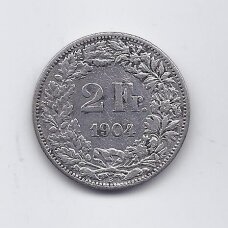 ŠVEICARIJA 2 FRANCS 1904 KM # 21 VF