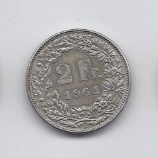 ŠVEICARIJA 2 FRANCS 1961 KM # 21 VF