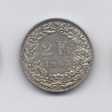 ŠVEICARIJA 2 FRANCS 1963 KM # 21 VF