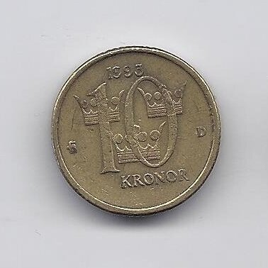 ŠVEDIJA 10 KRONOR 1993 KM # 877 VF/XF