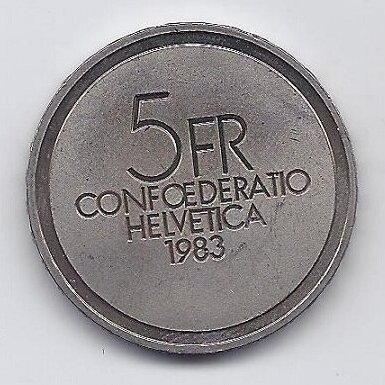 ŠVEICARIJA 5 FRANCS 1983 KM # 62 AU Ernest Ansermet 1