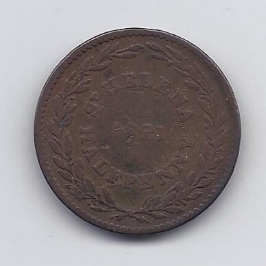 ST. HELENA 1/2 PENNY 1821 KM # A4 F