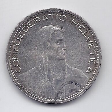 ŠVEICARIJA 5 FRANCS 1923 KM # 37 XF/AU 1