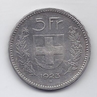 SWITZERLAND 5 FRANCS 1923 KM # 37 XF/AU