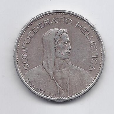 ŠVEICARIJA 5 FRANCS 1932 KM # 40 VF 1