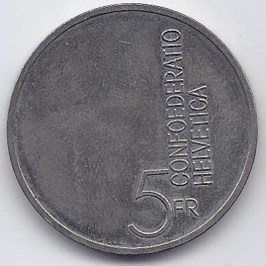 ŠVEICARIJA 5 FRANCS 1985 KM # 64 XF Muzikos metai 1