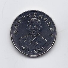 TAIWAN 10 NEW DOLLARS 2001 KM # 567 UNC 90 Years Republic of China