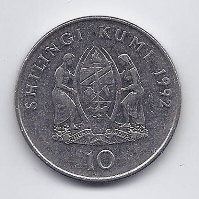 TANZANIA 10 SHILINGI 1992 KM # 20a.2 XF