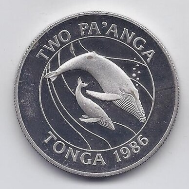 TONGA 2 PA'ANGA 1986 KM # 121 PROOF Banginiai