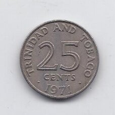 TRINIDADAS IR TOBAGAS 25 CENTS 1971 KM # 4 VF