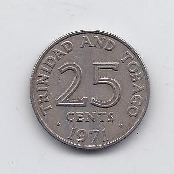 TRINIDAD AND TOBAGO 25 CENTS 1971 KM # 4 VF