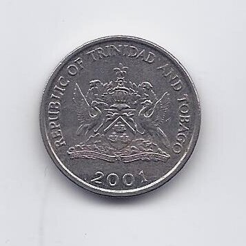 TRINIDADAS IR TOBAGAS 25 CENTS 2001 KM # 32 VF 1