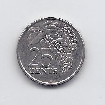 TRINIDADAS IR TOBAGAS 25 CENTS 2002 KM # 32 VF