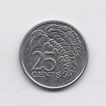 TRINIDAD AND TOBAGO 25 CENTS 2012 KM # 32 VF/XF