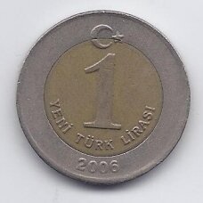 TURKIJA 1 LIRA 2006 KM # 1169 VF