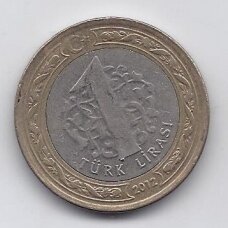 TURKIJA 1 LIRA 2012 KM # 1383 VF