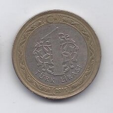 TURKIJA 1 LIRA 2015 KM # 1383 VF