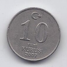 TURKEY 10 KURUS 2007 KM # 1166 VF