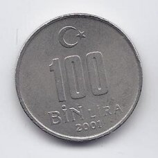 TURKEY 100 000 LIRA 2001 KM # 1108 VF