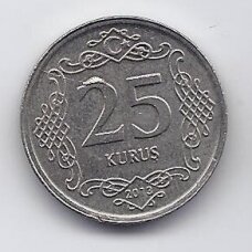 TURKEY 25 KURUS 2013 KM # 1242 XF