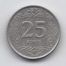 TURKIJA 25 KURUS 2014 KM # 1242 VF/XF