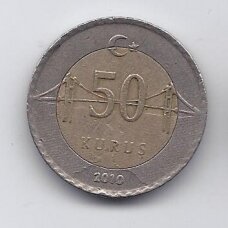 TURKEY 50 KURUS 2010 KM # 1243 VF