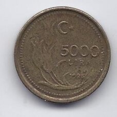 TURKIJA 5000 LIRA 1996 KM # 1029.1 VF