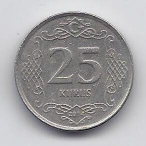 TURKEY 25 KURUS 2014 KM # 1242 VF/XF