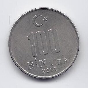 TURKIJA 100 000 LIRA 2001 KM # 1108 VF