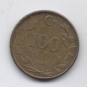 TURKEY 100 LIRA 1989 KM # 988 VF