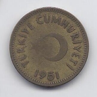 TURKEY 25 KURUS 1951 KM # 886 VF 1