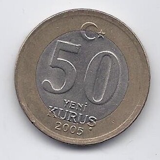 TURKEY 50 KURUS 2005 KM # 1168 VF/XF