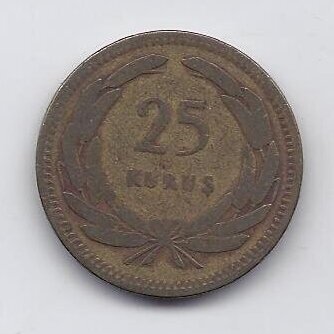 TURKEY 25 KURUS 1948 KM # 886 F