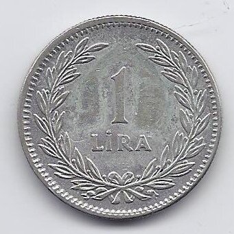 TURKIJA 1 LIRA 1948 KM # 883 VF/XF