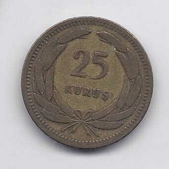 TURKEY 25 KURUS 1951 KM # 886 VF