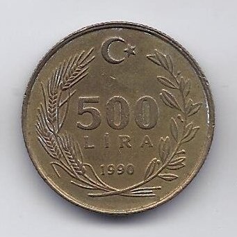 TURKIJA 500 LIRA 1990 KM # 989 VF