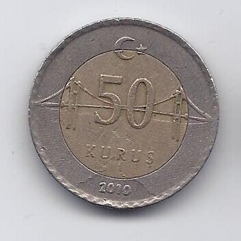 TURKIJA 50 KURUS 2010 KM # 1243 VF