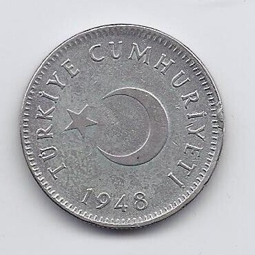 TURKEY 1 LIRA 1948 KM # 883 VF/XF 1