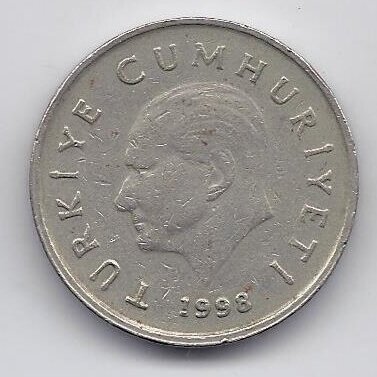 TURKIJA 50 000 LIRA 1998 KM # 1056 VF 1