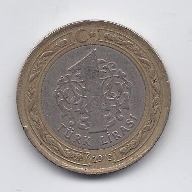 TURKIJA 1 LIRA 2013 KM # 1383 VF