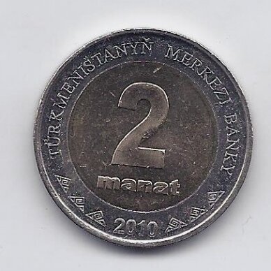 TURKMENISTAN 2 MANAT 2010 KM # 104 AU