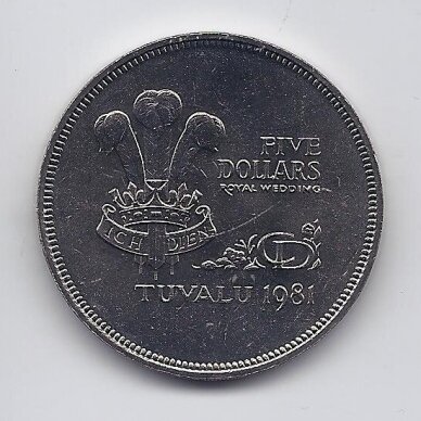 TUVALU 5 DOLLARS 1981 KM # 12 UNC Karališkos vestuvės