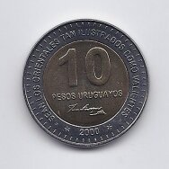 URUGVAJUS 10 PESOS 2000 KM # 121 UNC