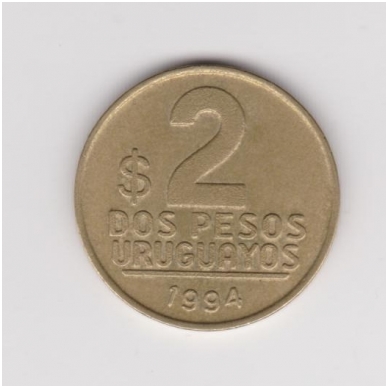 URUGVAJUS 2 NUEVO PESO 1994 KM # 104.1 VF