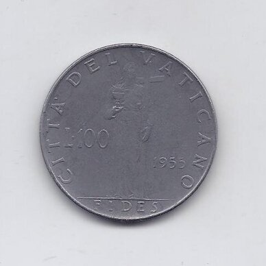 VATIKANAS 100 LIRE 1955 KM # 55 VF