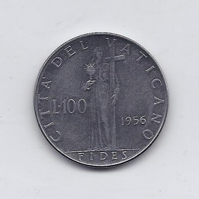 VATIKANAS 100 LIRE 1956 KM # 55 VF