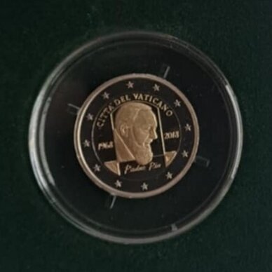 VATICAN 2 EURO 2018 KM # 506 PROOF Padre Pio 1