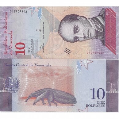 VENESUELA 10 BOLIVARES 2018 P # 103 UNC